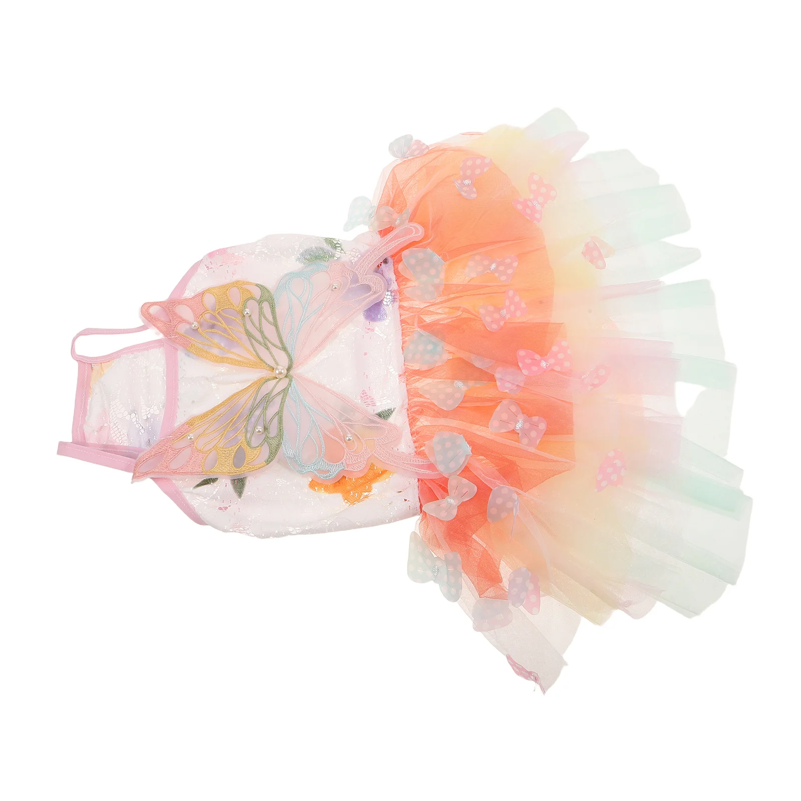 

Cute Princess Dress Butterfly Tutu Skirt For Small Puppy Wedding Halloween Rainbow Lace Outfit Xxl Chest Breathable Summer