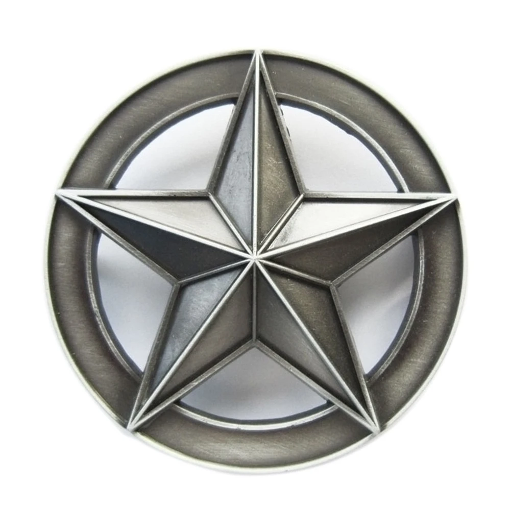 Antique Silver Circle Star Belt Buckle Gurtelschnalle Boucle de ceinture also Stock in US BUCKLE-T010AS Free Shipping