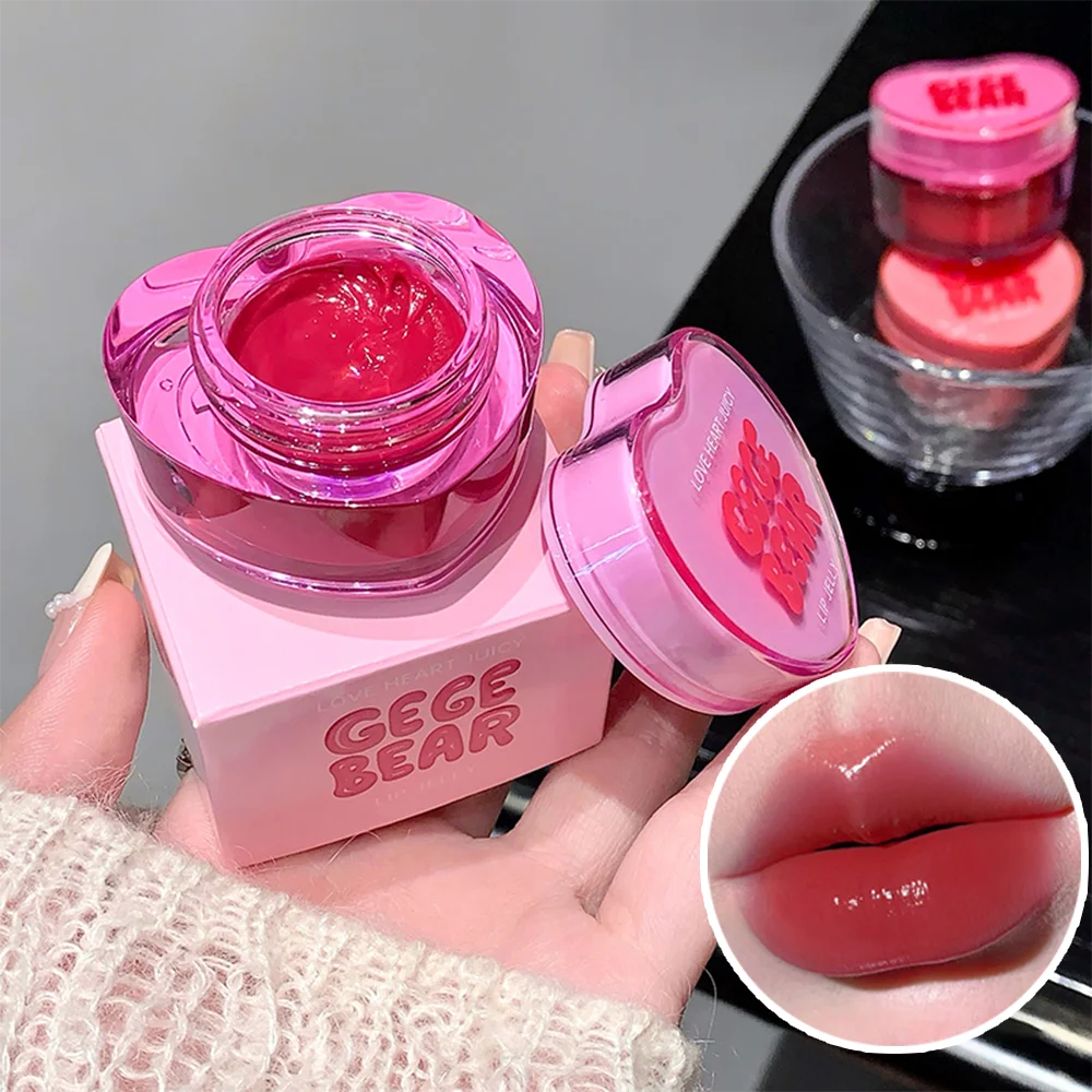 Gege Bear Loveheart Lip Jelly Lip Glaze Moisturizing Jam Lip Gloss Lip Honey Brightening Mirror Non Sticky Lip Glaze