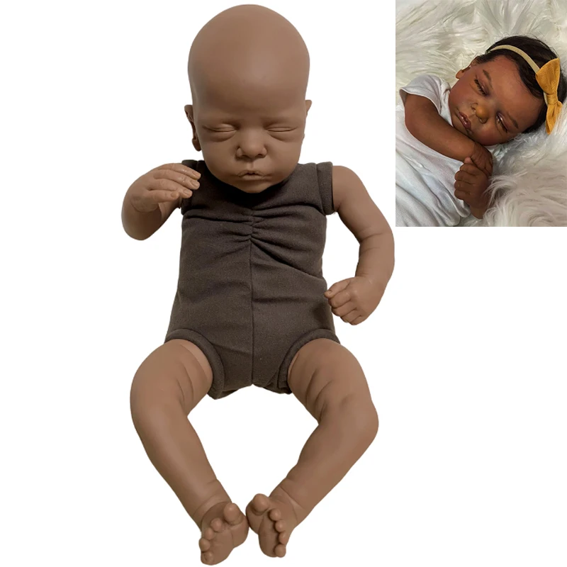 19 Inch Romy Reborn Doll Kit Black Skin Baby Doll Soft Touch Unpainted Unfinished Doll Parts DIY Blank Doll Kit Zendric 16 Inch