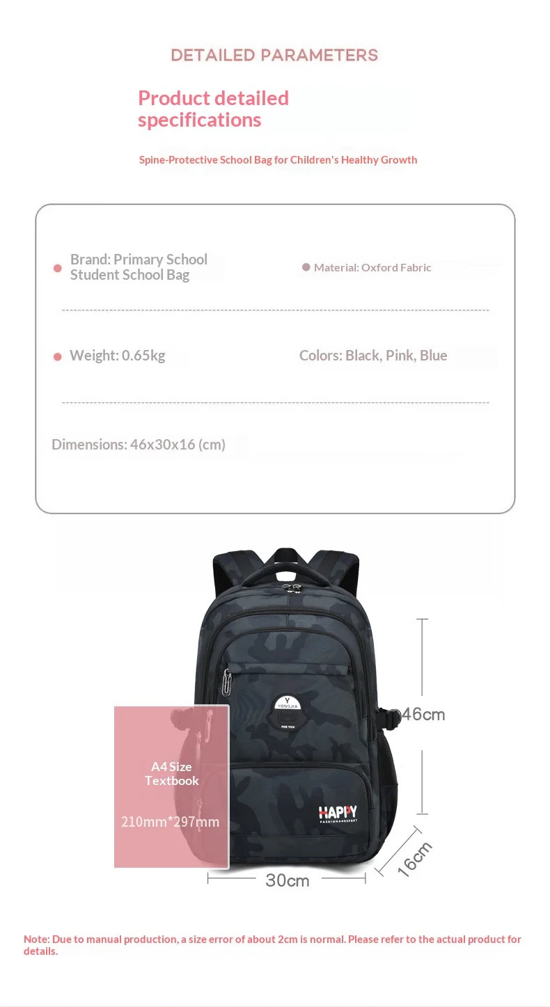 Lightweight sports style student backpack trendy personalized camouflage children's backpack casual wear-resistant backpack