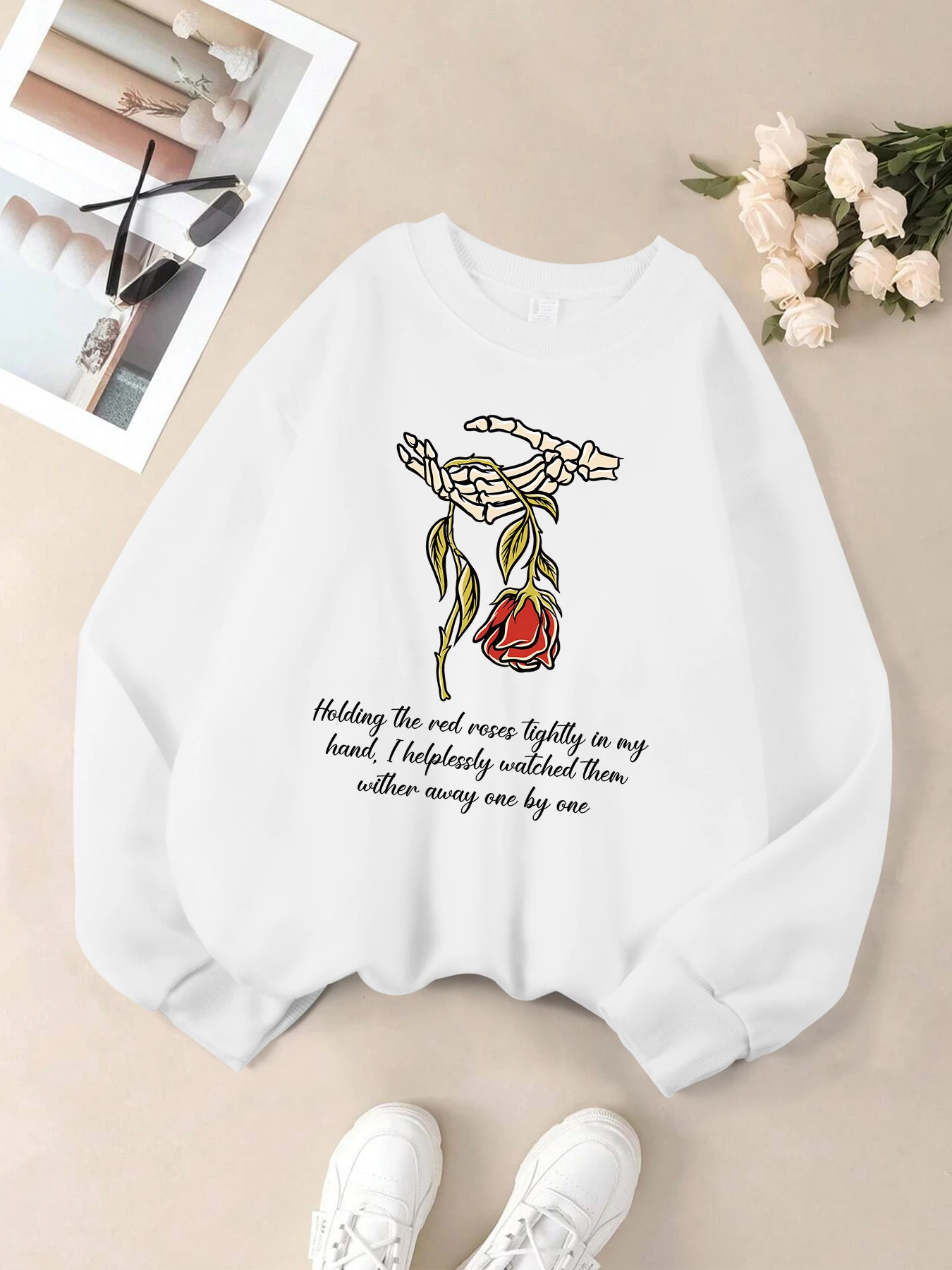 Beautiful Flowers Bloom Printing Sweatshirt Womens Sport Fashion Sweatshirts Street Harajuku Clothing Hip Hop Casual Pullover