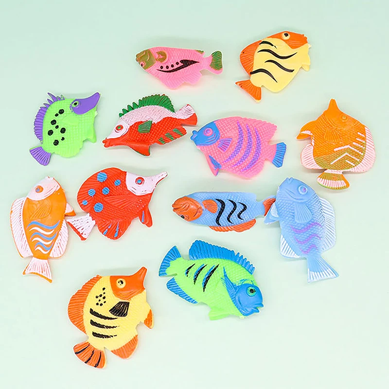 12PCS Tropical Fish Aquarium Accessories Moving Artificial Fishes Plastic Floating Small Fish Aquarium Simulated Vivid Landscape