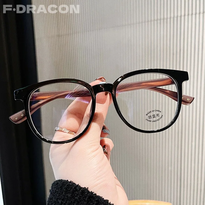 

TR90 Glasses Frame Retro Round Women's Glasses Frame Fashionable Wood Grain Leg Optical Prescription Glasses For Women 30135