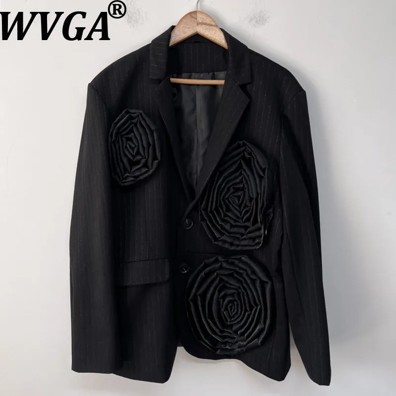 WVGA ربيع الخريف جديد رجل المد ثلاثي الأبعاد زهرة العصرية دعوى معاطف المتخصصة مخطط عادية كم طويل بليزرات Ins W12806