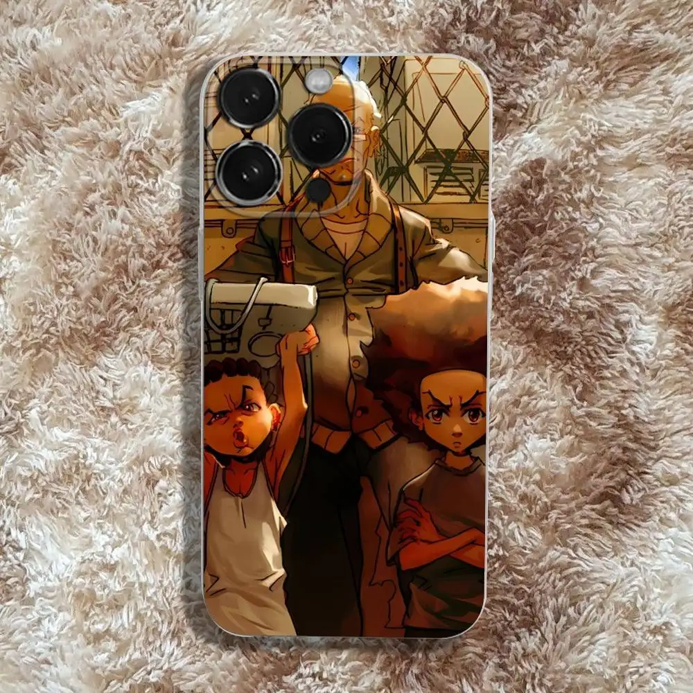 T-The C-Cartoon B-Boondocks Phone Case For iPhone 17,16,15,14,13,12,11 Pro,Max,Plus,X,XS,XR,SE4,E Mini Transparent Soft Cover