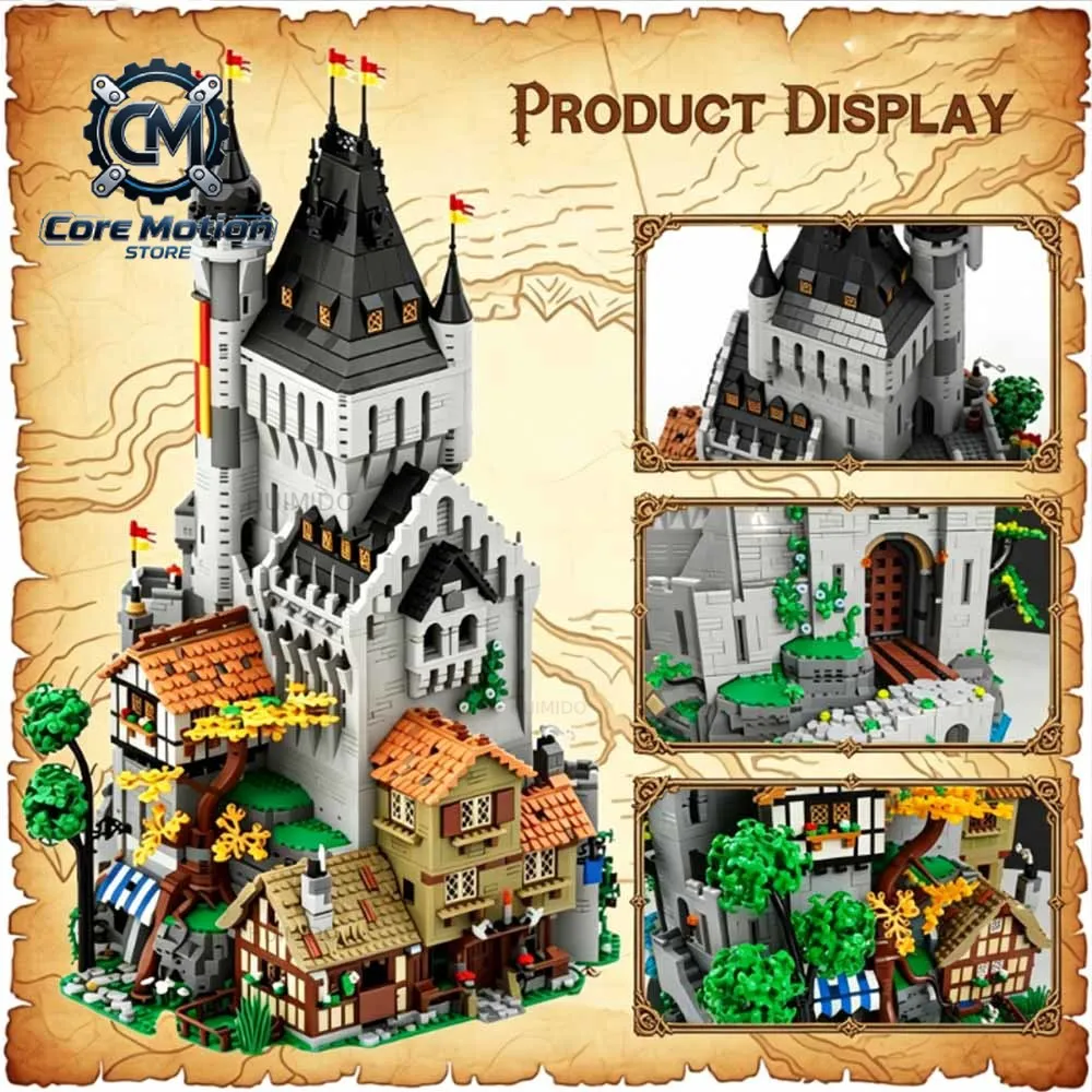 Creative Medieval Street View Lion Knights' High Tower MOC-189082 DIY Toy Assembly Puzzle Birthday Gift Adult Christmas 9691pcs