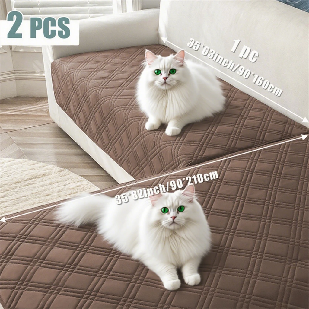 

2Pcs/set Quilted Waterproof Sofa Cover for Pet Kids Anti-cat Scratch L-shaped Corner Sofa Pad Geometry Non-slip Dog Pet Blanket