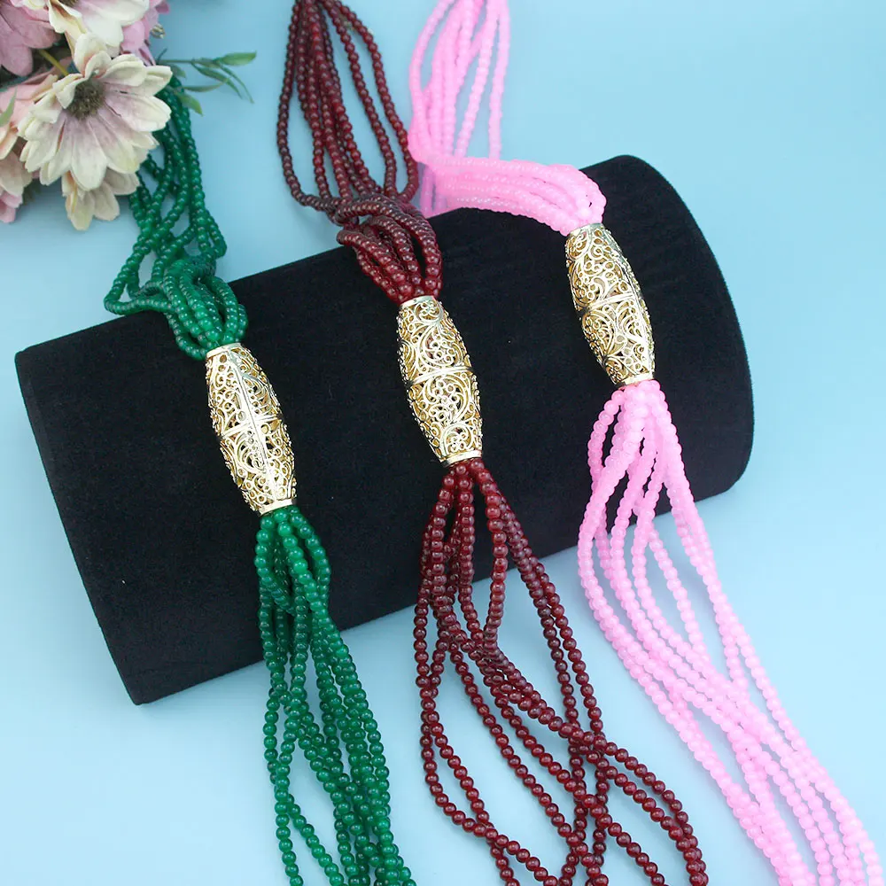 

Neovisson Morocco Unique Necklace For Women Aristocratic Handmade String Bead Chain Gold Color Bride Wedding Jewelry Gift