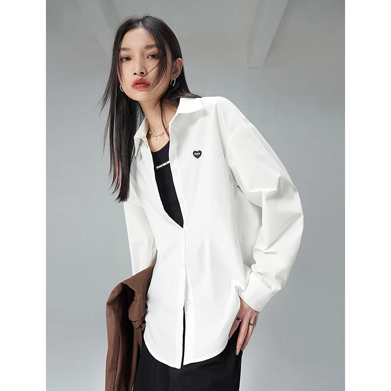 Toyouth Women Shirts 2022 Spring Long Sleeves Polo Neck Loose Blouse Solid Casual Fashion Top