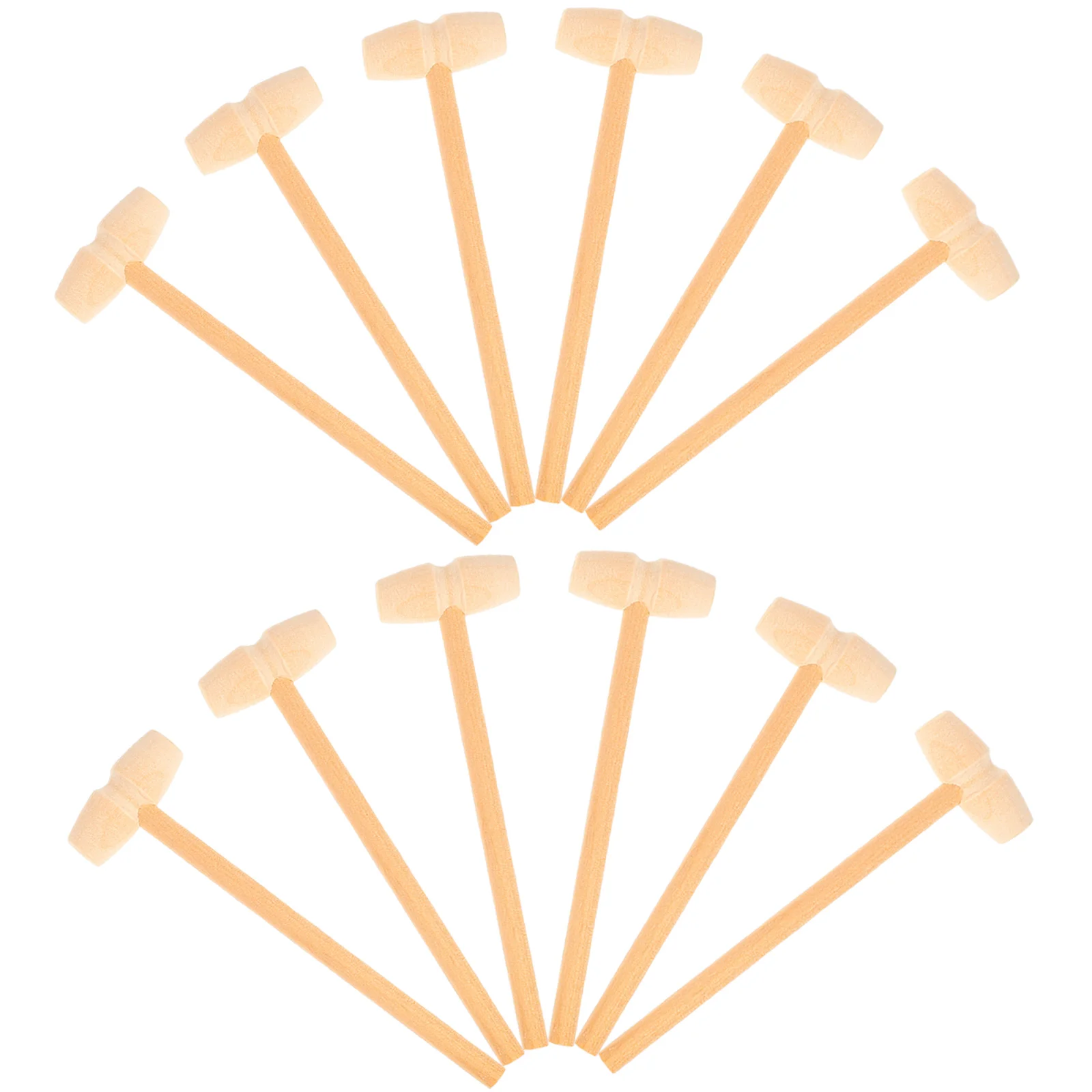 12pcs Kid Wood Mallet Toy Mini Hammer Child Solid Wood Mallet Wood Hammer Toy (Style 1) Funny Mallet Toy