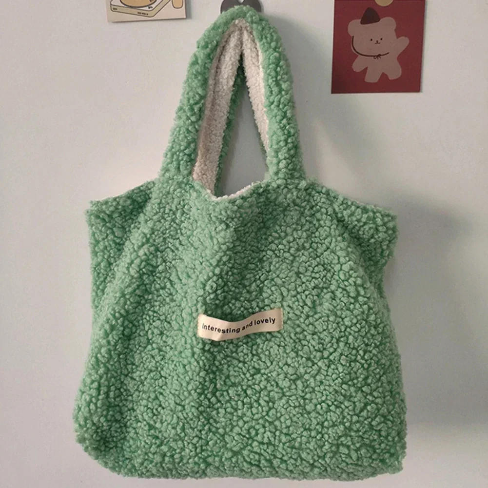 Bolsa De Ombro De Pelúcia Para Mulheres, Bolsas De Estudante, Dois Lado Disponível Design, Bolsa De Compras, Moda Feminina, TOUB038