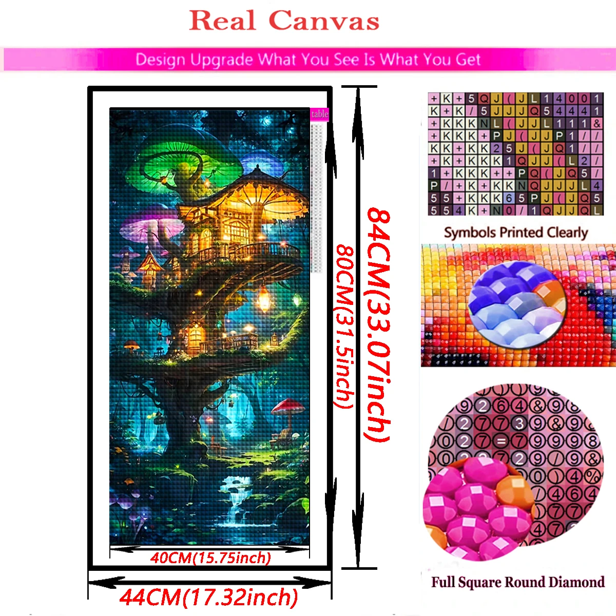 5D DIY Diamond Painting Green Mushroom Treehouse Cross Stitch Kits Fantasy Landscape Diamond Mosaic Embroidery Home Decor Gifts