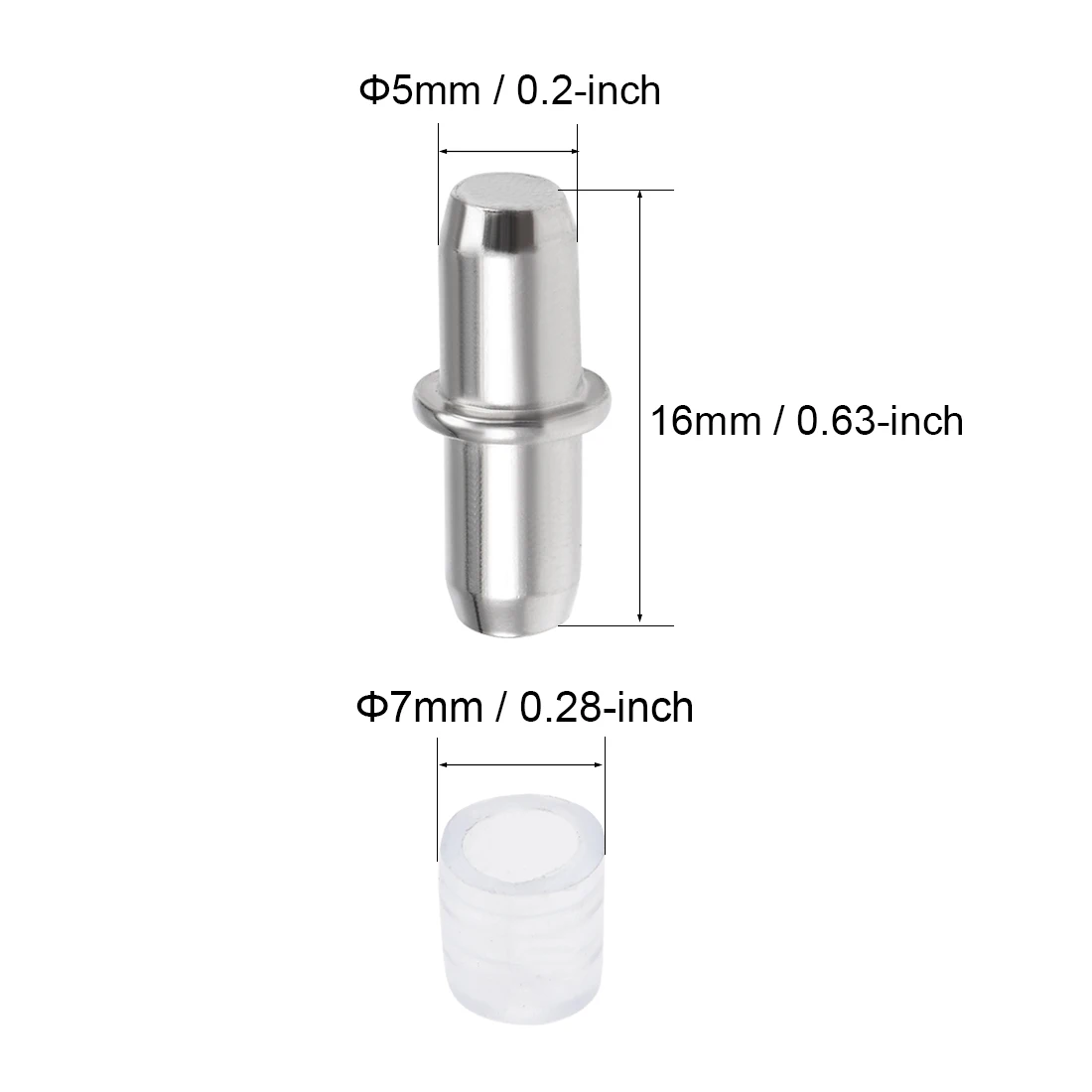 30 Pcs Shelf Bracket Pegs 5x16mm Stainless Steel Shelf Holder Support Pins for Cabinet Bookcase