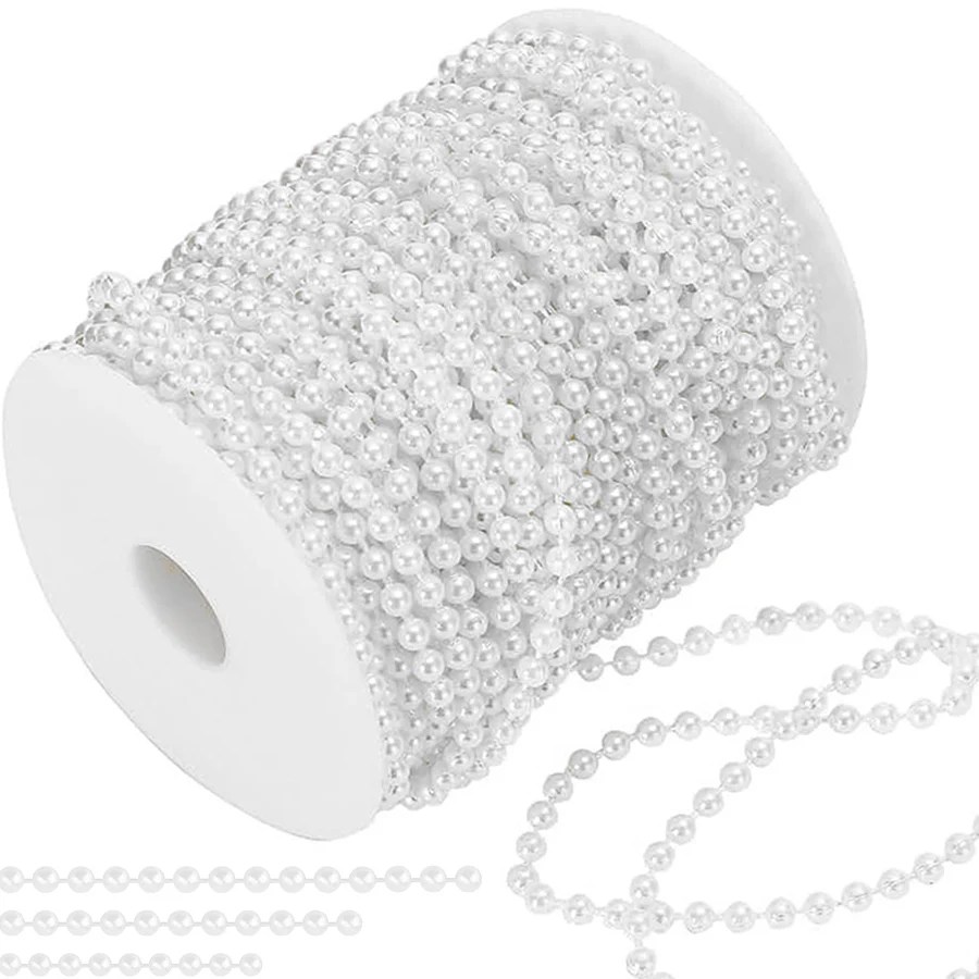 5 Meter White Circular String Pearl Chain for Wedding Dress Decoration Background Arrangement DIY Handmade Materials Accessories
