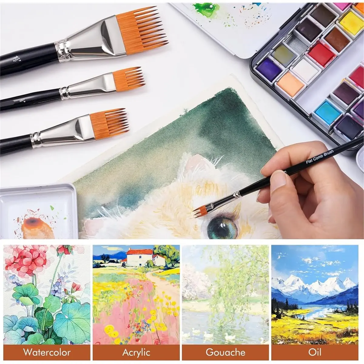 

Набор кистей Grainer-5 шт. плоские расчески для рисования текстурой, идеально подходят для художников, акрила, акварели и масла