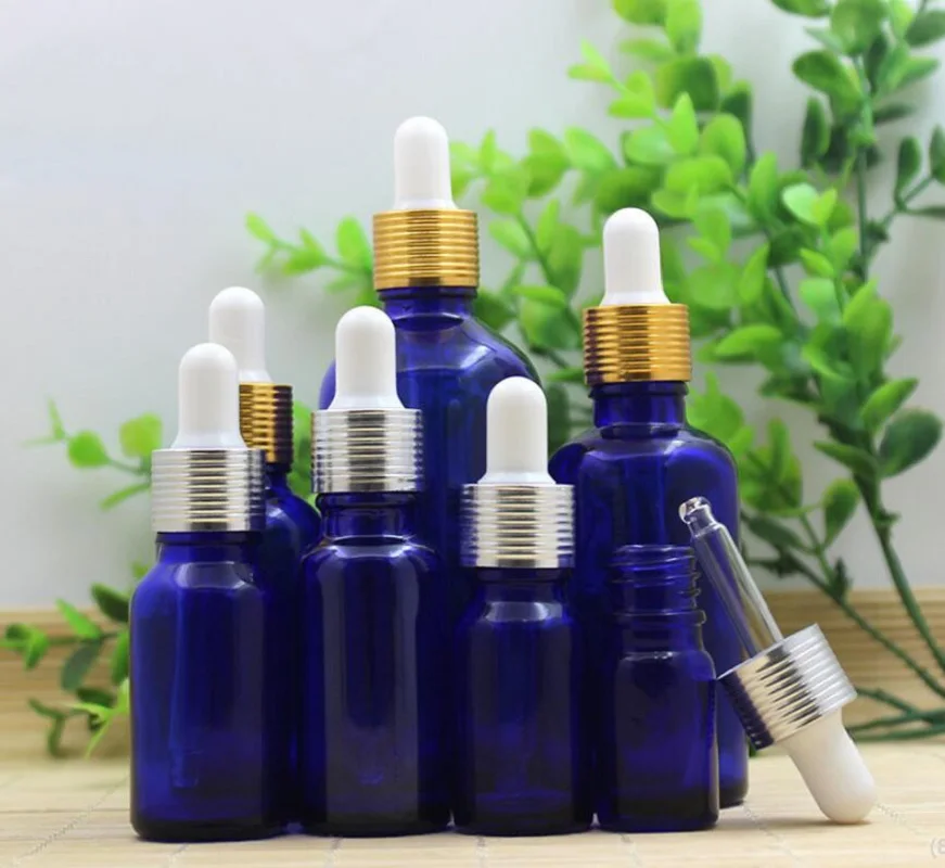 

5ml10ml15ml20ml30ml50ml100ml blue glass bottle dropper lid essential oil sample toner moisture lotion emulsion cosmetic packing