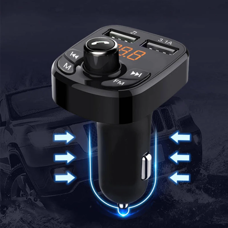 Auto Telefon Ladegerät Adapter Auto Freisprecheinrichtung Bluetooth 5,0 Audio Player Dual USB Schnelle Ladegerät Auto FM Bluetooth Sender empfänger