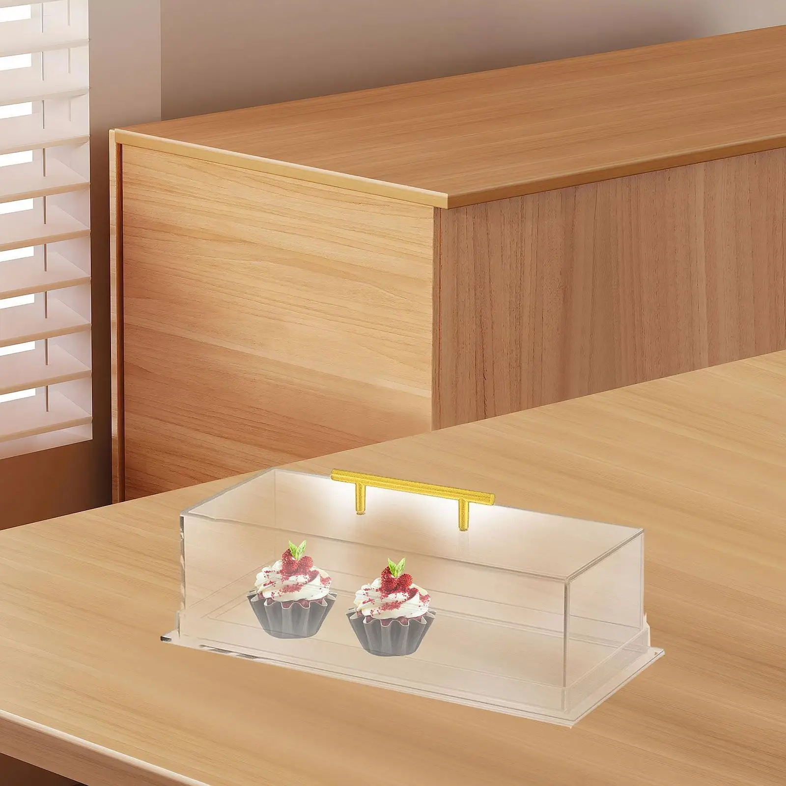 Acrylic Organizer Box Cake Tray Stand Buffet Food Display Case with Lid for Party Table Decor