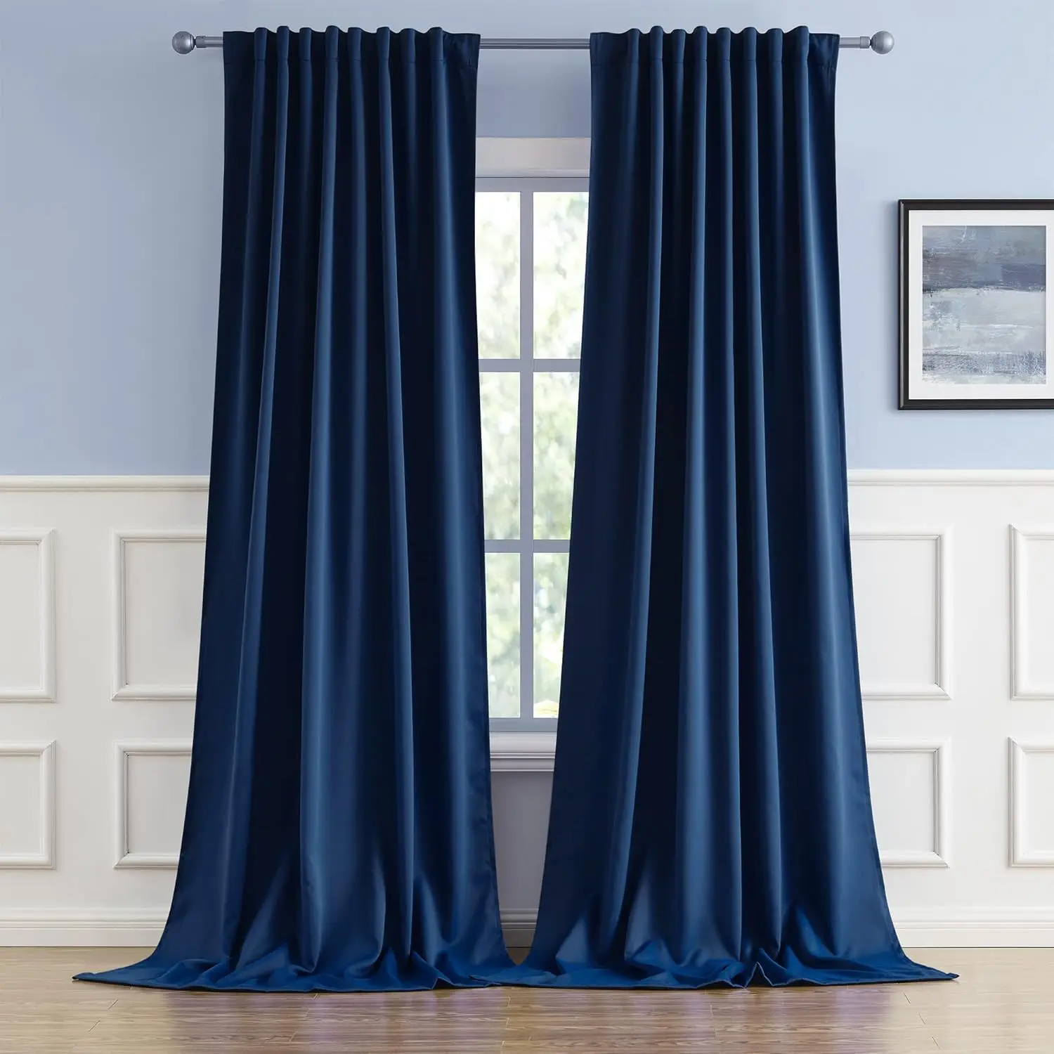 

Blackout Curtains Thermal Insulated Room Darkening Drapes for Living Room Bedroom, Navy Blue, W52 x L108, 2 Panels