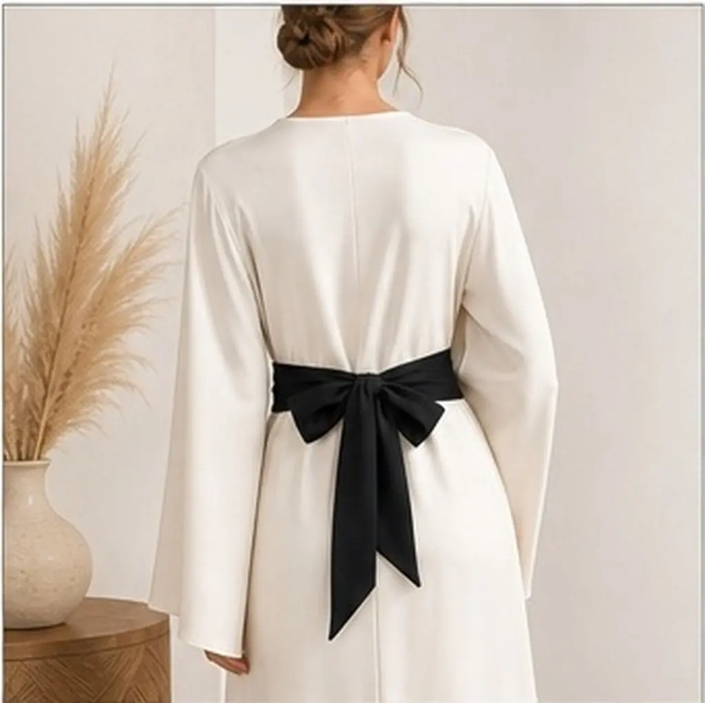 Chiffon Fabric Sash Belt Women Elegant Waist Cinch Bow Tie Belt Versatile for Dresses Gowns Robes Bridal Wedding Formal Wear