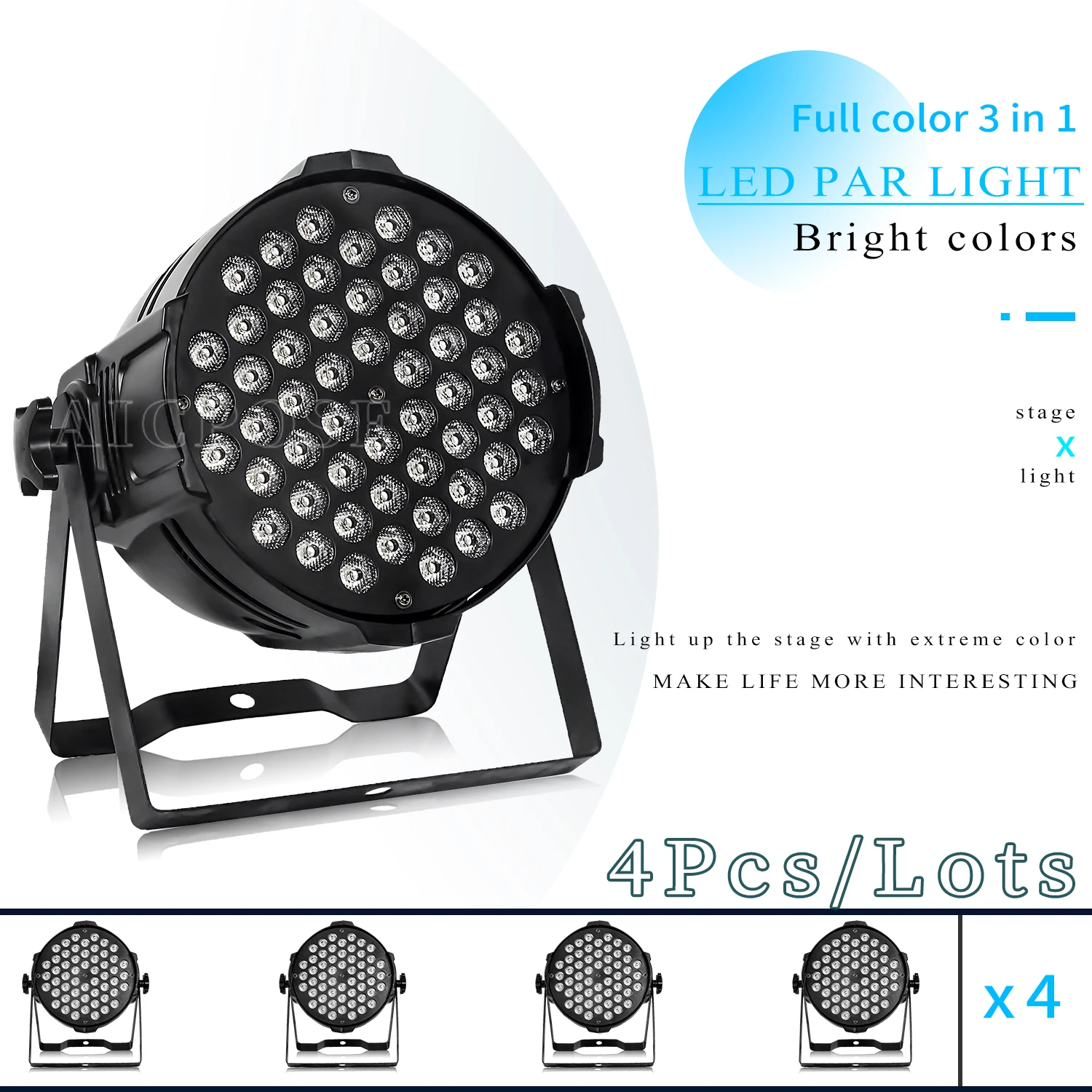 

4Pcs/Lots 54x3W RGBW Par Lamp DMX Control Aluminum Stage Lights DJ Disko Lamp Party Wedding Event Performing Wall Washing Lights