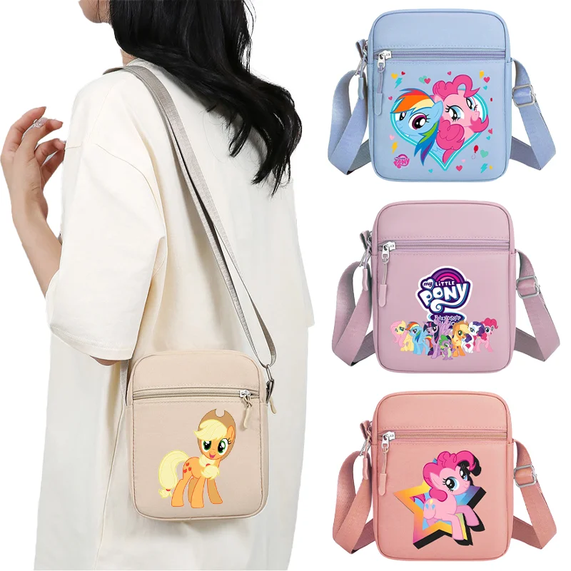 

Сумки на плечо My Little Ponys для девочек, модная сумка через плечо с милым мультяшным аниме и принтом, портативная женская сумка с карманами большой емкости, подарок