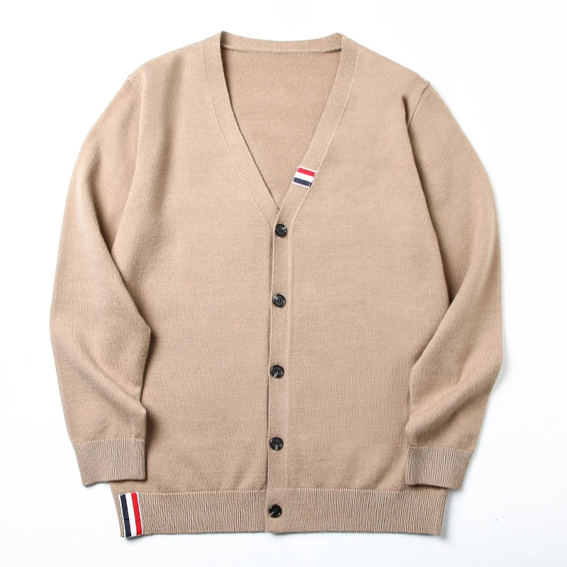 

Лидер продаж, высококачественный мужской вязаный кардиган с v-образным вырезом в полоску, устойчивое к морщинам пальто с длинными рукавами, осенняя повседневная мужская одежда