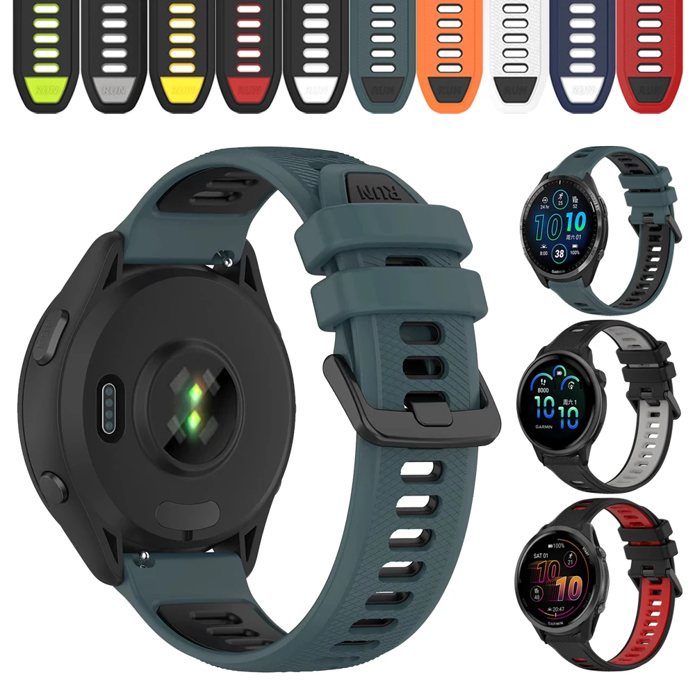 Correa de Silicona Deportiva de 20mm 22mm para Relojes Garmin Forerunner 165 570 255 265, Venu 4 3 Sq 2/Active 6/Vivoactive 3 6