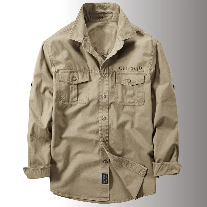 Nowe męskie wiosna multi-pocket taktyczna wojskowa koszule męskie jesień oddychająca bluzka z długim rękawem pracy Camisa Cargo koszule