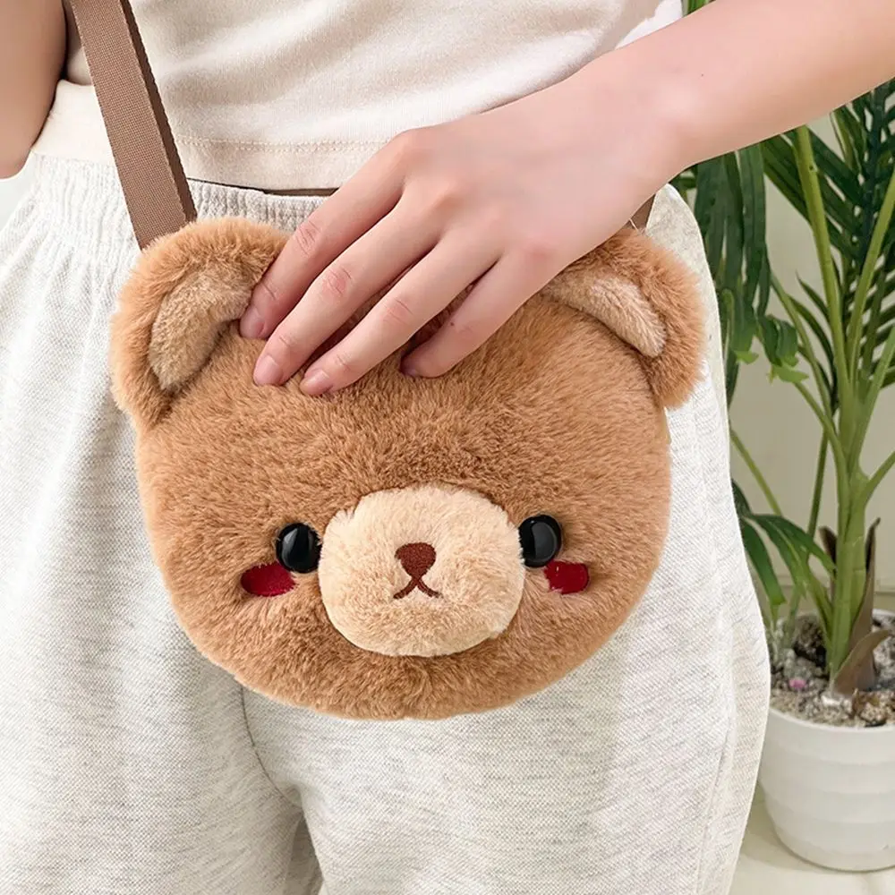 Urso crianças bolsa de moedas de pelúcia dos desenhos animados menina crossbody sacos sapo bolsa feminina bolsa de ombro único saco de boneca de pelúcia crianças