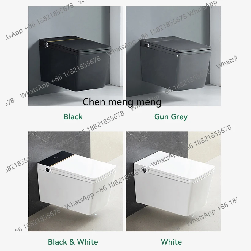 High-End-Farbe Smart Wc Quadratische Form Keramik Intelligente Bidet Wand Montiert Automatische Toilette Schwarz Smart Toilette F185