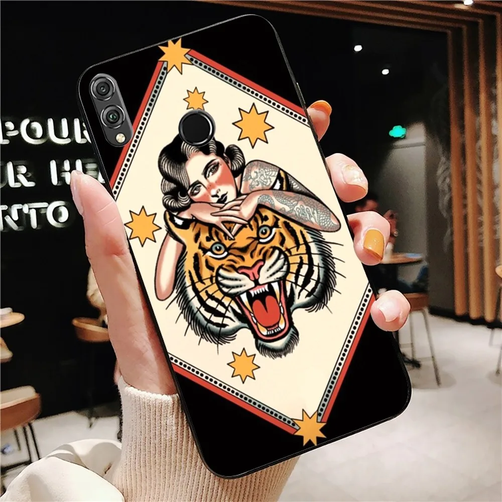 Old School Tattoo Mousepad For Huawei Honor 10 lite 9 20 7A 9X 30 50 60 70 pro plus Soft Silicone Cover