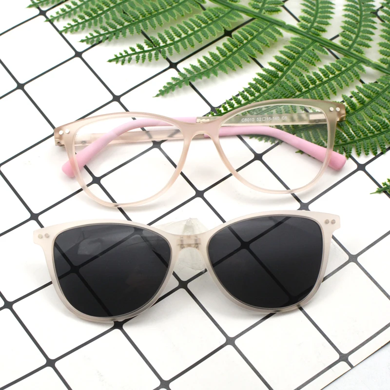 KANDREA Retro Cat Eye Clip On Sunglasses Frame  Women Fashion Polarized Eyeglasses Men Optical Prescription Glasses C8010