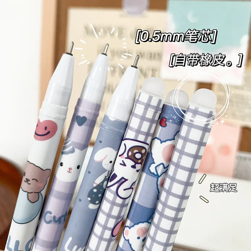 6 Stk/set Kawaii Game Cartoons Neutrale Uitwisbare Pen 0.5Mm Blauw Gel Meerdere Stijlen Wasbare Handvat School Kantoor Kids