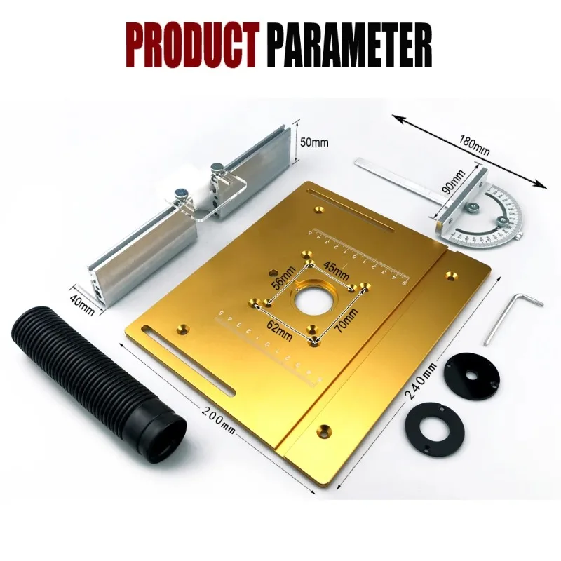 Aluminum engraving and milling table, board inserting woodworking edge trimming machine with meter ruler workbench