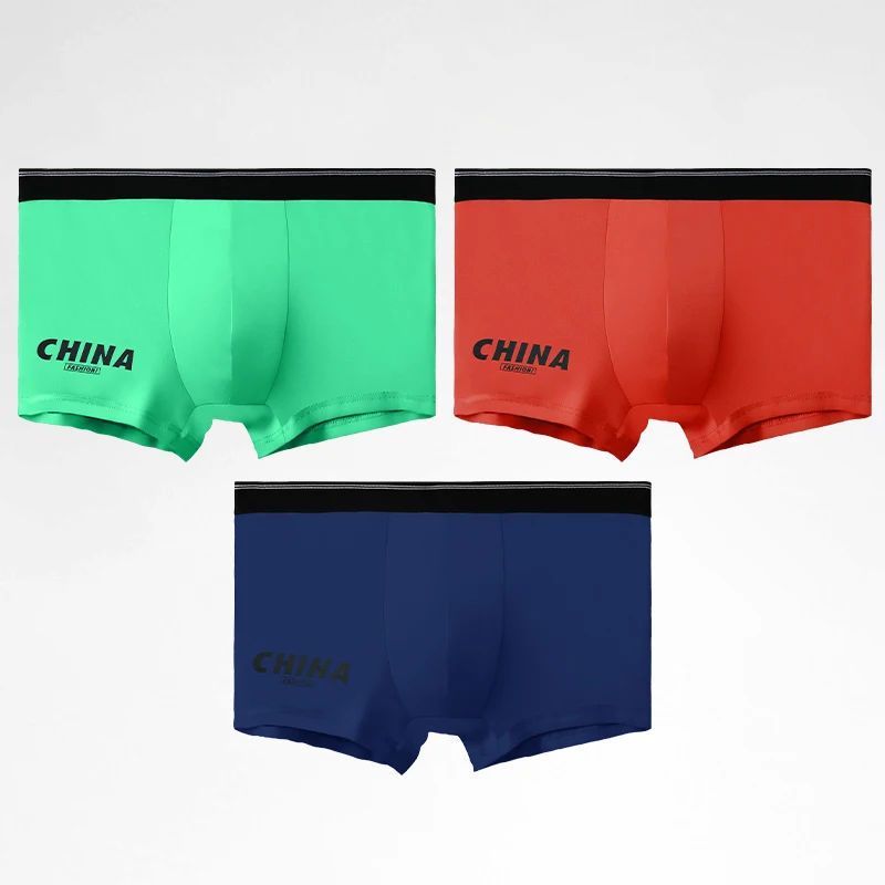 

5pcs Men's underwear, men's summer thin ice silk flat pants, trendy and breathable men's four-cornered pants, double-layer incro