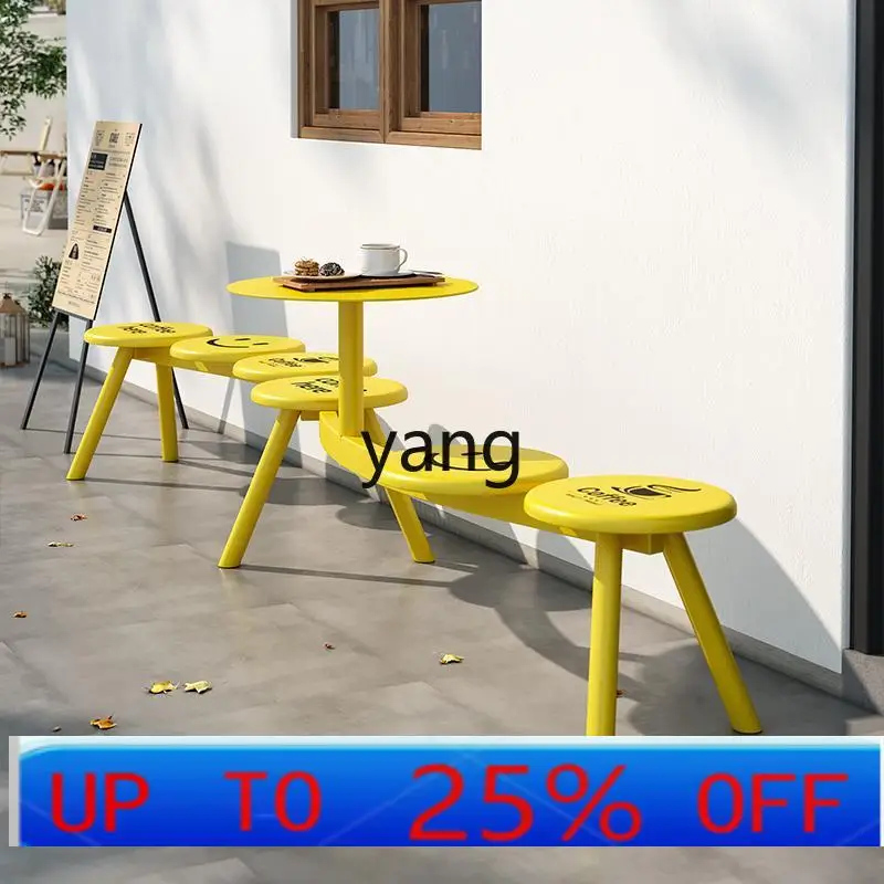 

Lmm outdoor park bench milk tea coffee shop rest stool shopping mall wrought iron seat chair