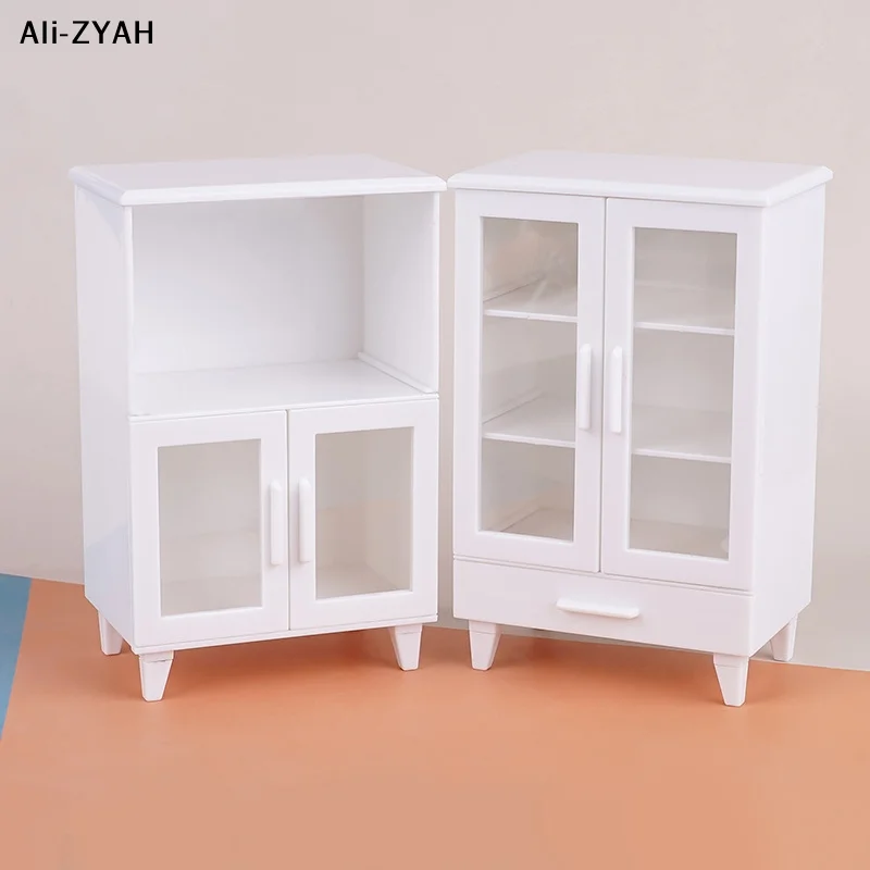 【Re31】1 Conjunto de Armário Branco Miniatura 1:12 para Casa de Bonecas, Vitrine, Armários de Armazenamento, Modelo de Móveis, Decoração, Brinquedo, Acessórios para Casa de Bonecas