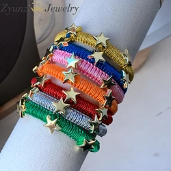 5PCS, Boho Handmade Braided Bracelet Heart Star Charm Bracelets Gift Jewelry For Women Pulseras Femme Y2k Accessories