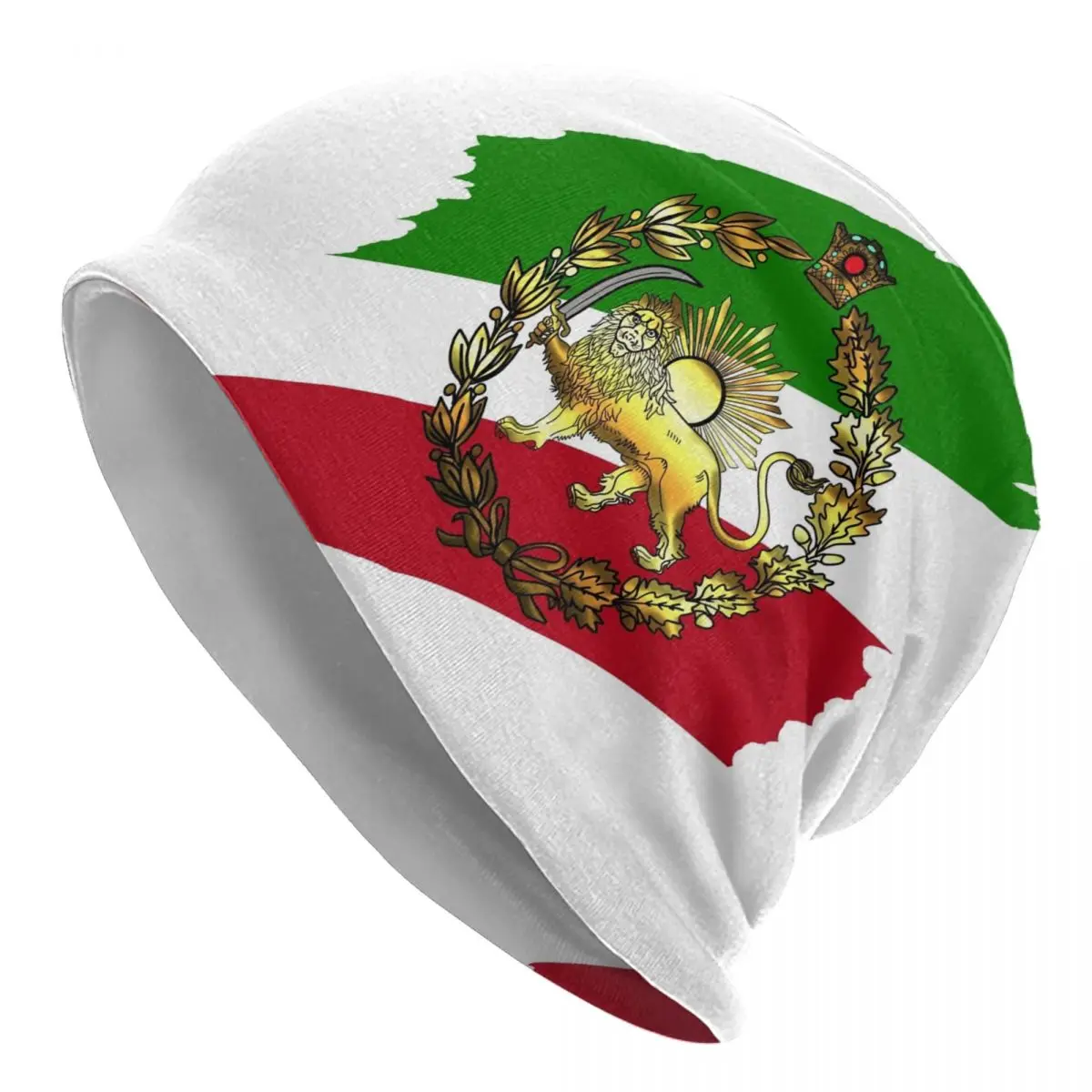 Iran Pahlavi Flag With Lion And Crown Bonnet Hats Vintage Outdoor Skullies Beanies Hat Unisex Summer Thermal Elastic Caps