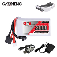 GNB 2S 7.4V 3000MAH 5C Lipo Battery + Charger for Fatshark Glasses Dominator Aomway FPV Drone Goggles 7.4V Rechargeable Battery