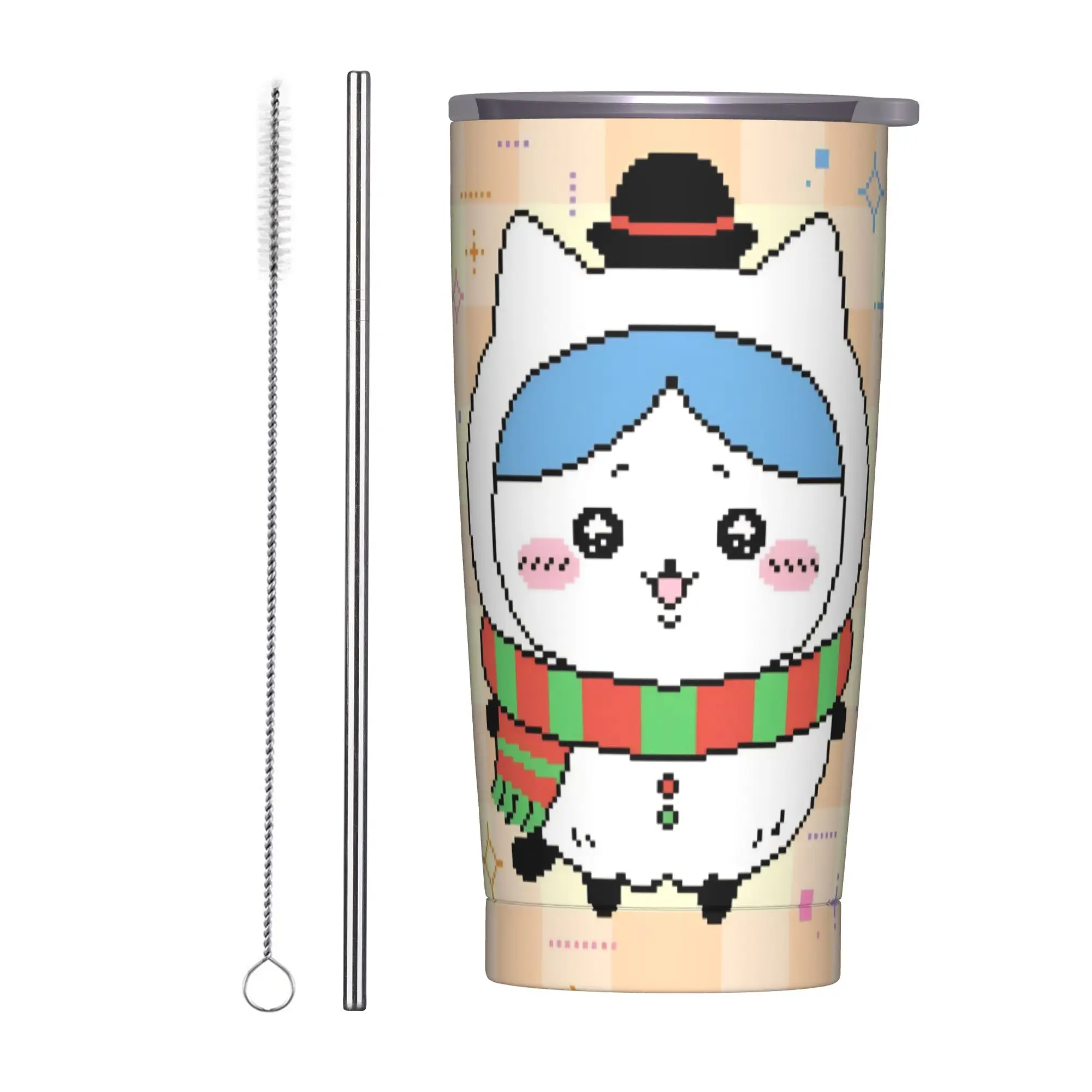 Stainless Steel Tumbler Chiikawas Cute Pixel Thermal Mug  Keep Heat Cold Drink Mugs Cup Driving Water Bottle