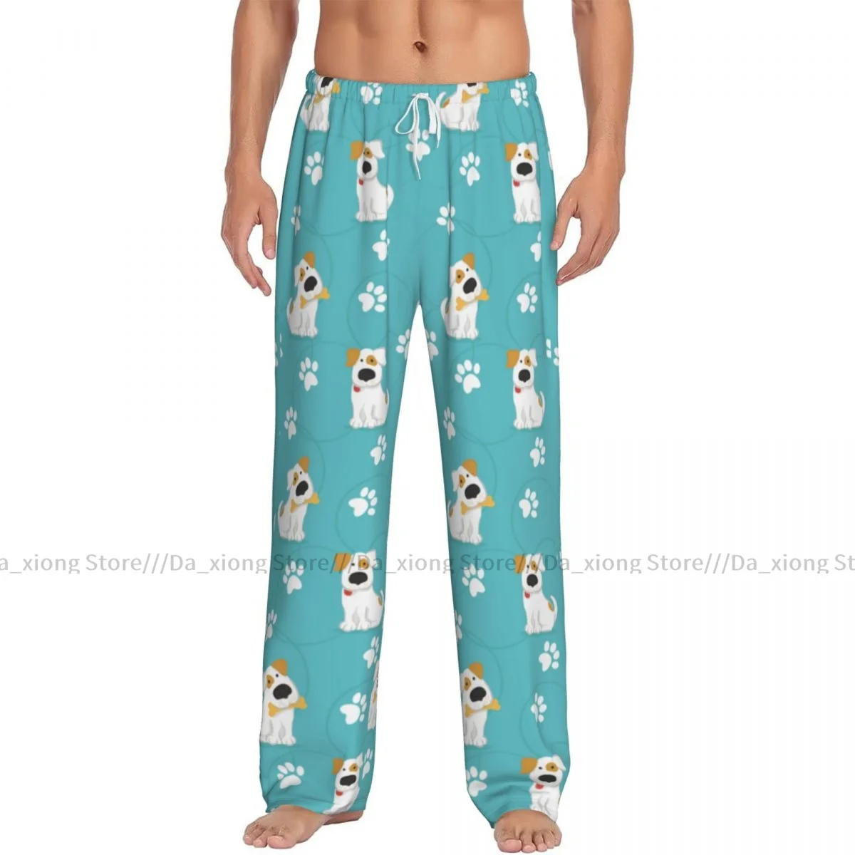 Men's Sleepwear Loose Sleep Pants Pajamas Dogs And Paws Traces Funny Style Long Lounge Bottoms Casual Homewear