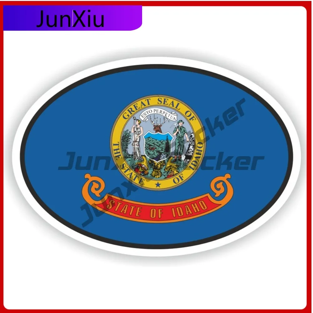 

Idaho Oval Flag Sticker Waterproof Decals Scratch Cover Sticker Motorcycle Stickers and Decals Car Accessories for Suv Window Bu