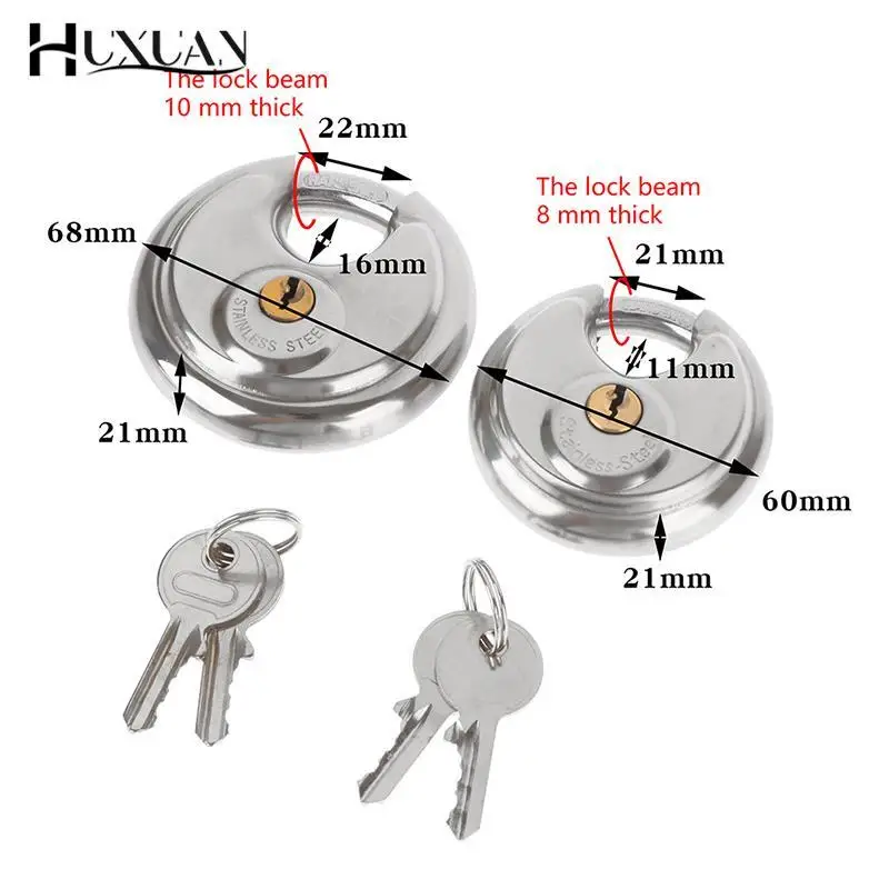 1PCS 60/70MM Cool Duty Stainless Steel Round Disc Storage Pad Lock Padlock Rustproof And Waterproof