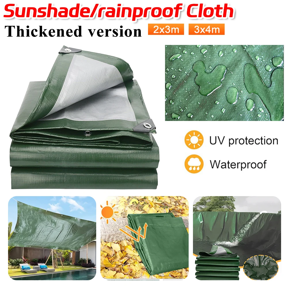 3/4/5m Heavy-Duty Thicken Tarpaulin Outdoor Camping Tent Canopy Pergola Sun Shelter Waterproof Car Shed Awning Truck Tarp Covers