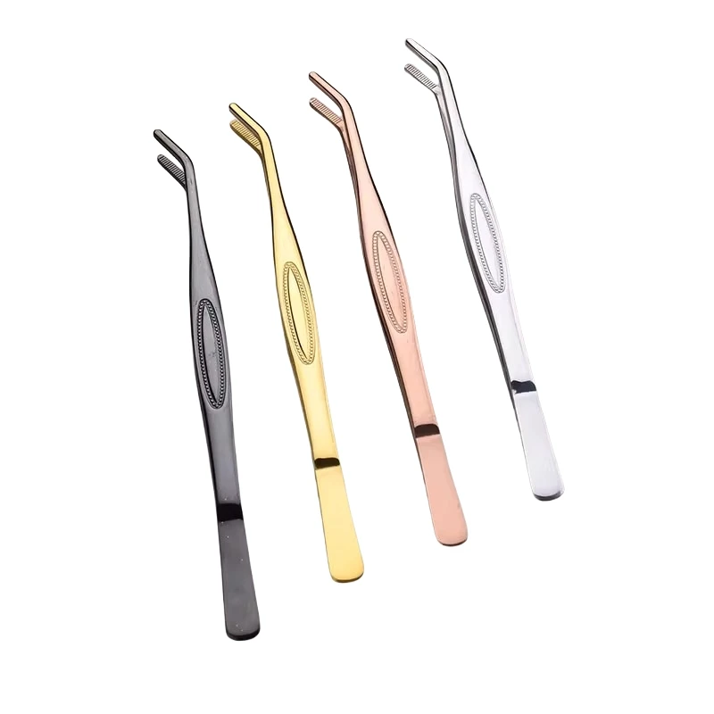 

22cm Silver/Copper/Gold/Black Stainless Steel Kitchen & Bar Tweezer Food Tongs Kitchen Cooking Medical Tweezers