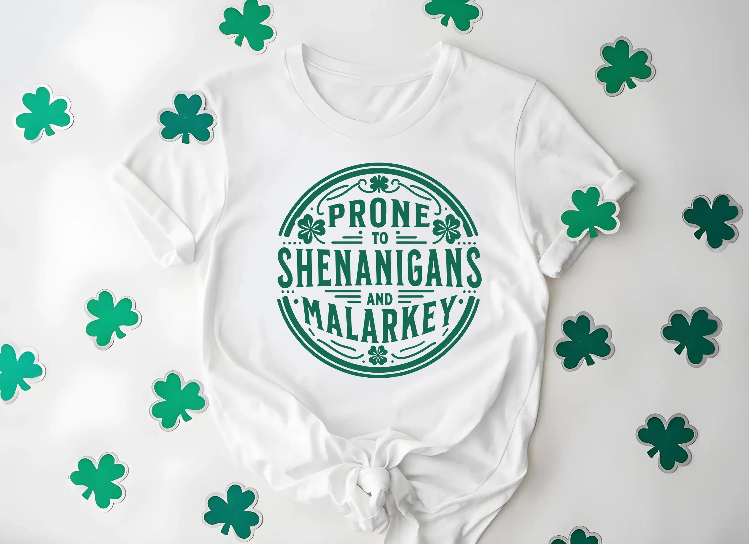 Prone To Shenanigans And Malarkey T Shirt Shamrock Lucky Patrick Day Irish