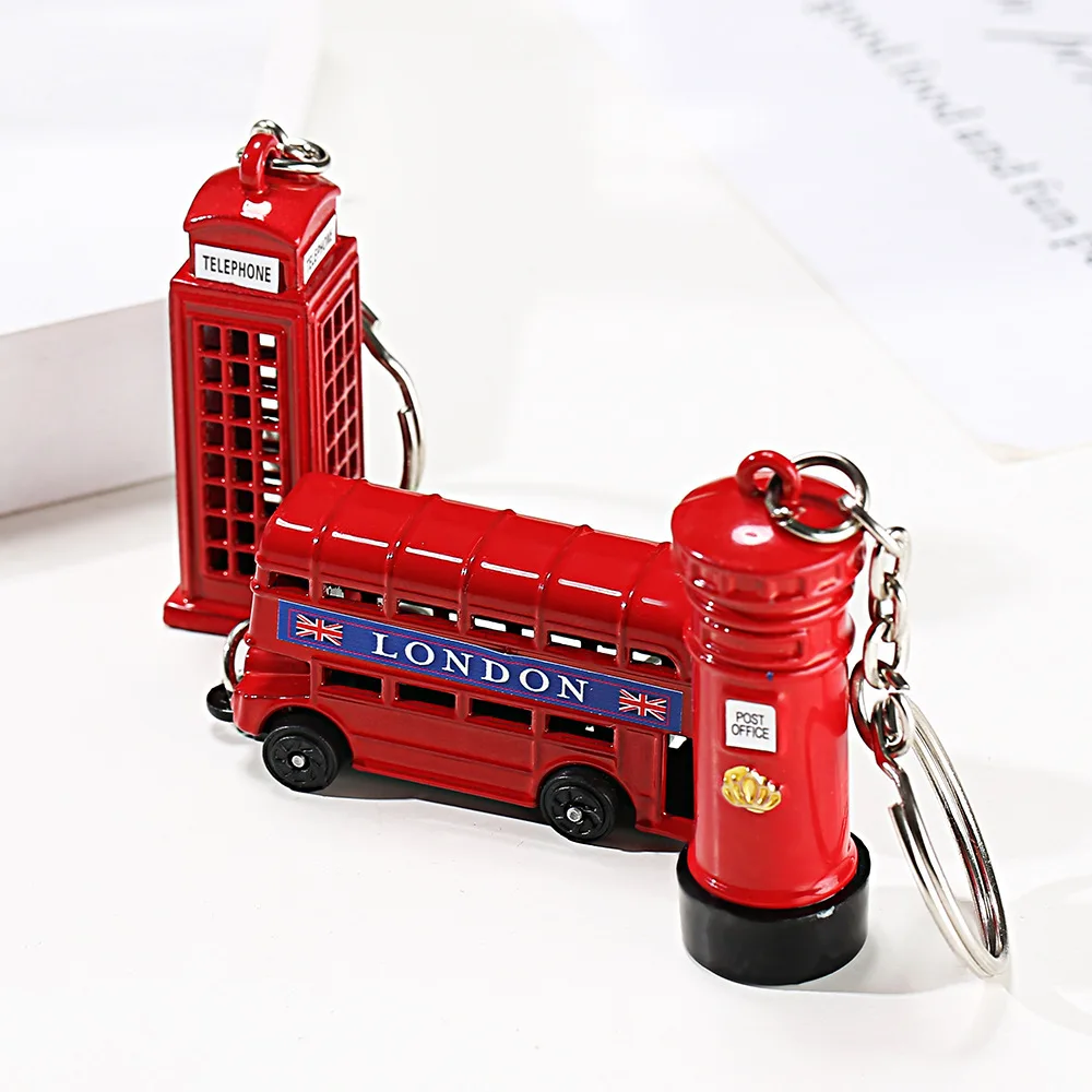 Classic London Red Bus Po Box Stereo Keychain Holder Phone Box Charm Pendant For Men And Women Party Exquisite Gifts